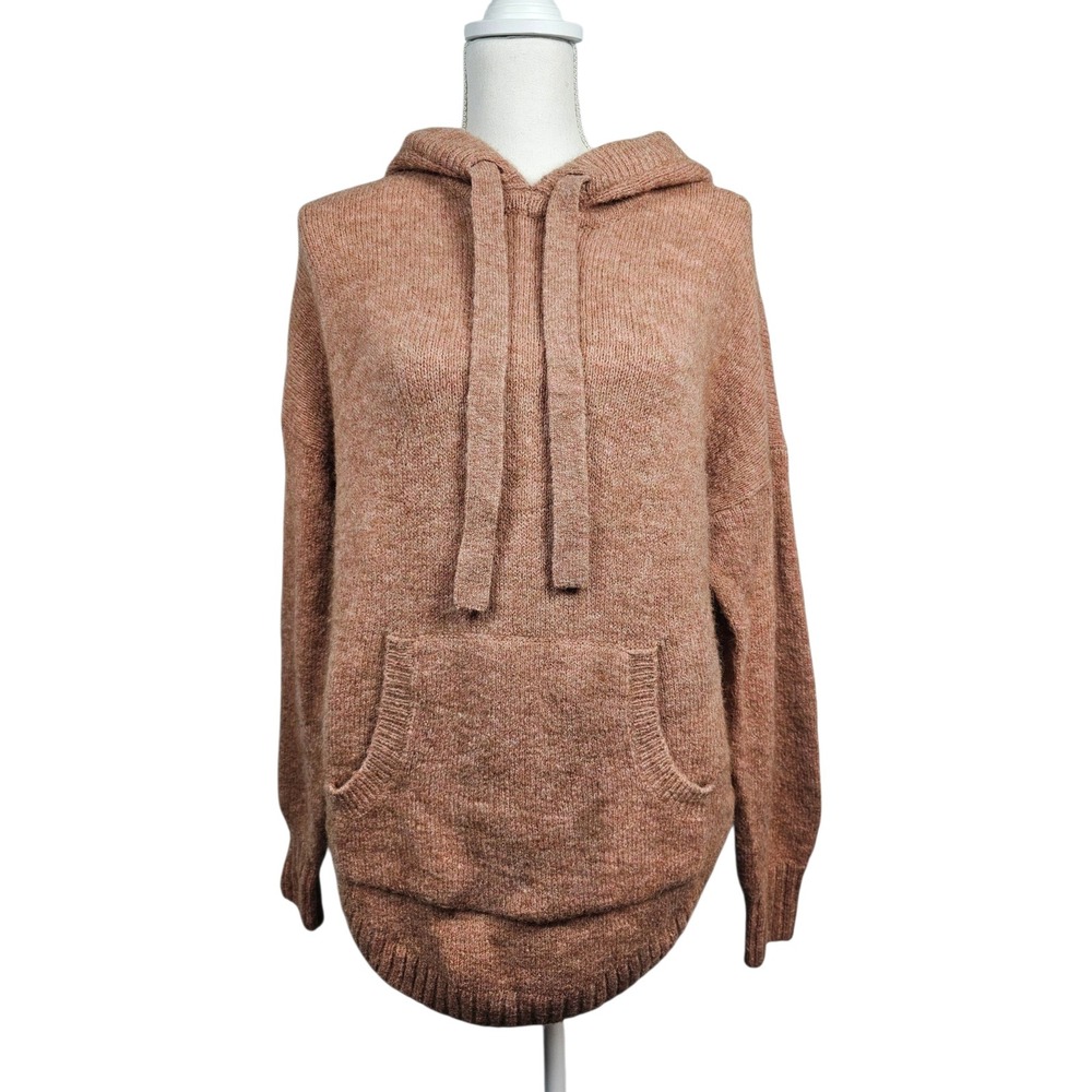 Madewell Hooded Sweater Pullover Knit Heathered Wool Alpaca Blend Pink Women Si